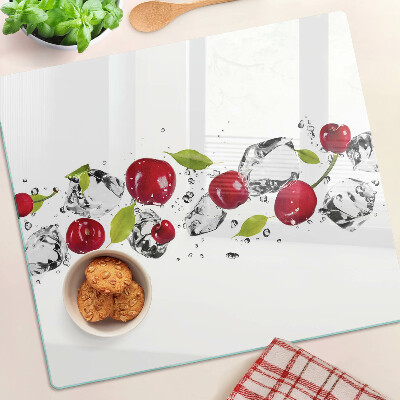 Glass kitchen board Red apples with ice