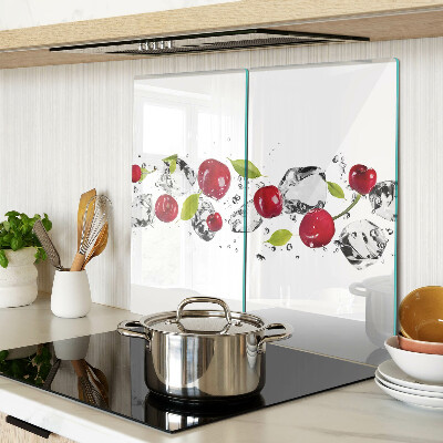 Glass kitchen board Red apples with ice