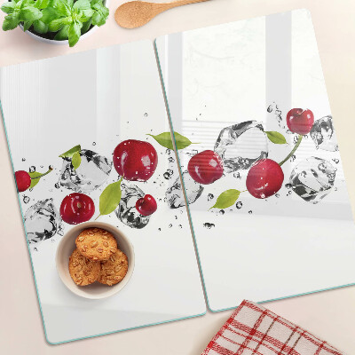 Glass kitchen board Red apples with ice