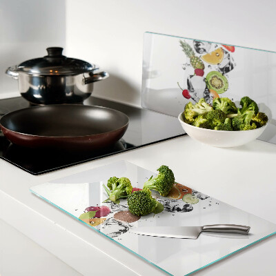 Glass chopping board Fruit with ice