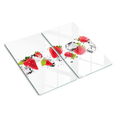 Glass chopping board Strawberries with ice