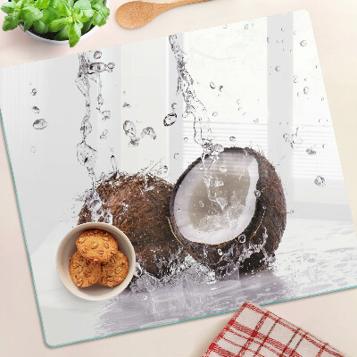 Glass chopping board Coconut in water