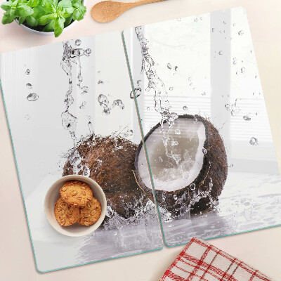 Glass chopping board Coconut in water
