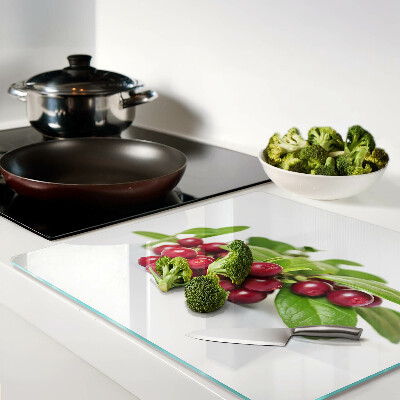 Glass kitchen board Cranberries with leaves