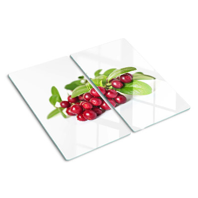 Glass kitchen board Cranberries with leaves