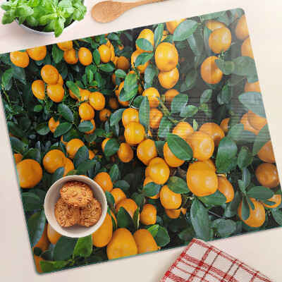 Glass kitchen board Mandarins on the branches