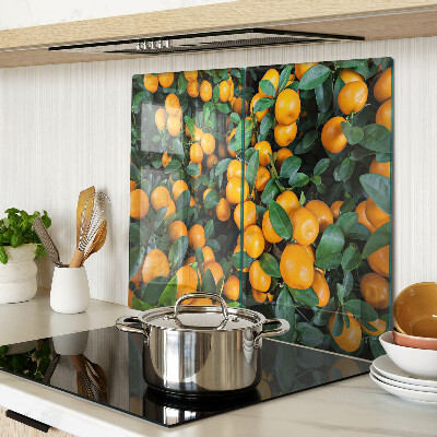 Glass kitchen board Mandarins on the branches