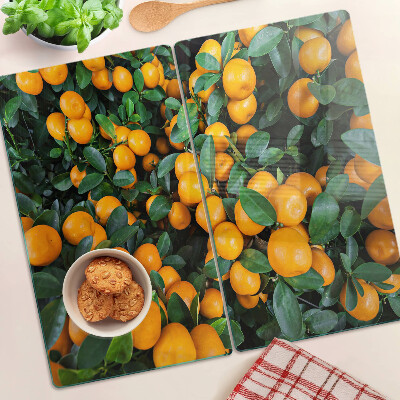 Glass kitchen board Mandarins on the branches