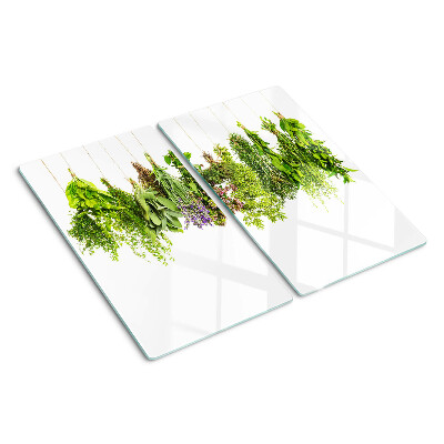 Glass kitchen board Herbs hanging on a string