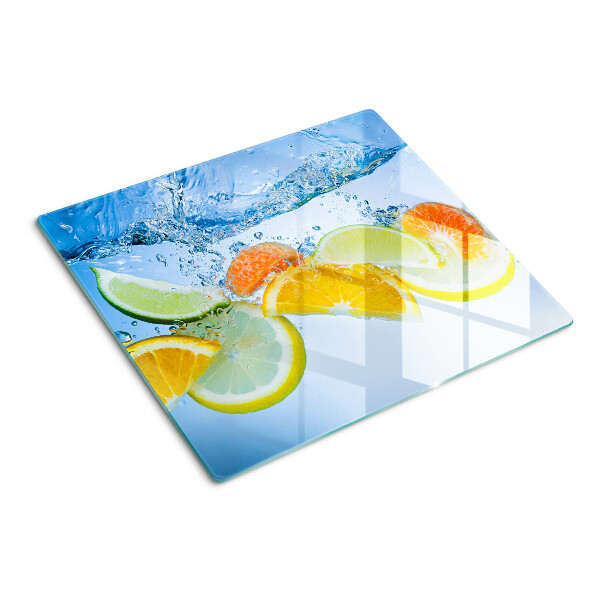 Glass chopping board Citrus in water