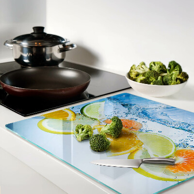 Glass chopping board Citrus in water