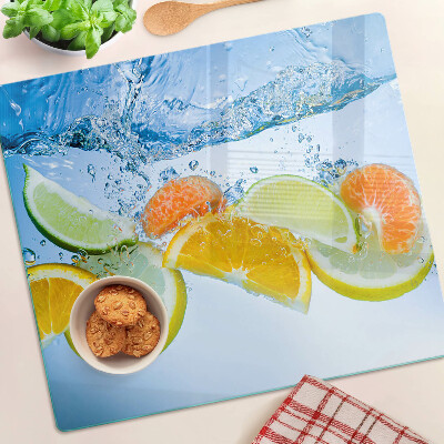 Glass chopping board Citrus in water