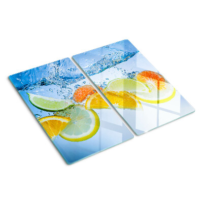 Glass chopping board Citrus in water