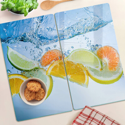 Glass chopping board Citrus in water