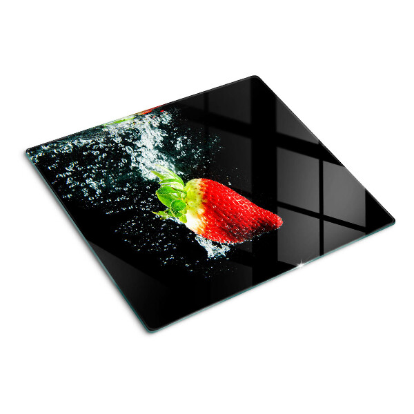 Glass chopping board Strawberry in water