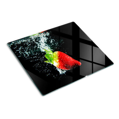 Glass chopping board Strawberry in water
