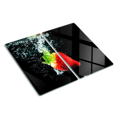 Glass chopping board Strawberry in water