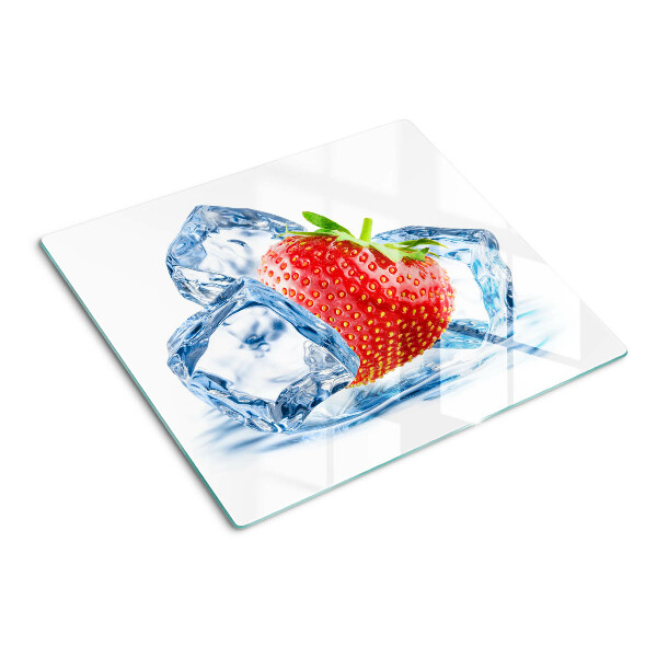 Glass kitchen board Strawberry in ice