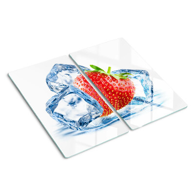 Glass kitchen board Strawberry in ice