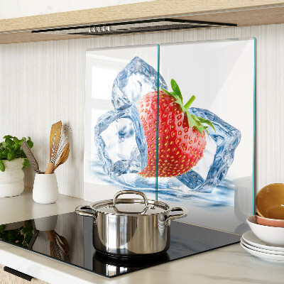 Glass kitchen board Strawberry in ice