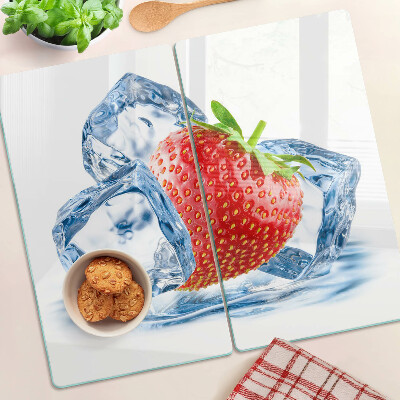 Glass kitchen board Strawberry in ice