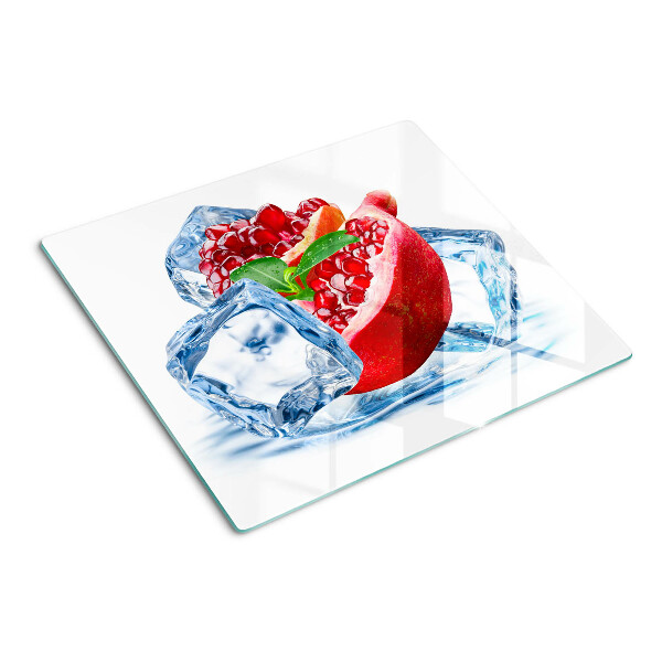 Glass kitchen board Pomegranate in ice