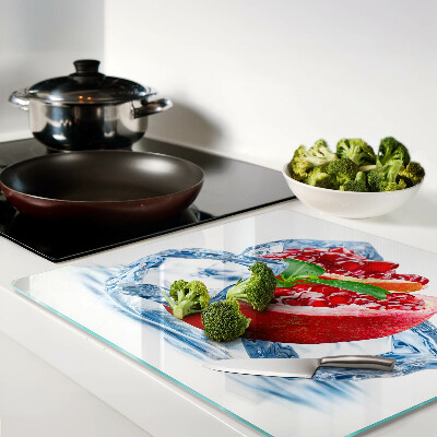 Glass kitchen board Pomegranate in ice
