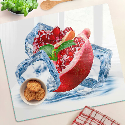 Glass kitchen board Pomegranate in ice