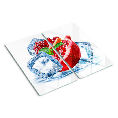 Glass kitchen board Pomegranate in ice