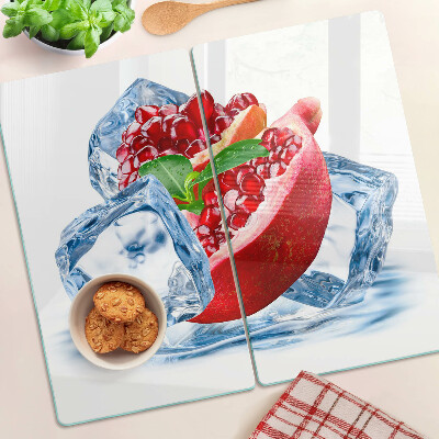 Glass kitchen board Pomegranate in ice