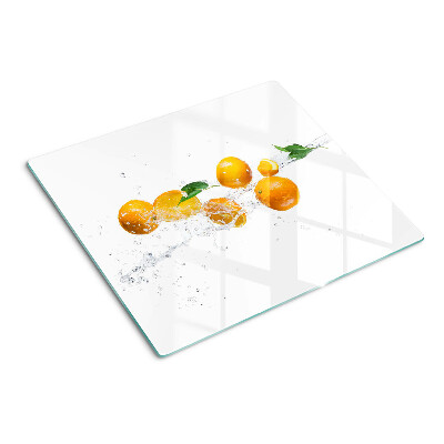 Glass chopping board Citrus with water