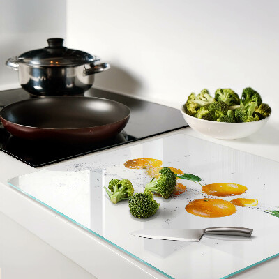 Glass chopping board Citrus with water
