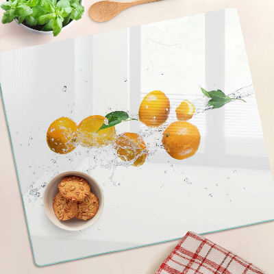 Glass chopping board Citrus with water