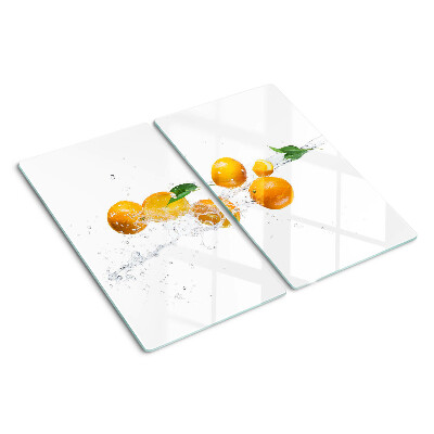 Glass chopping board Citrus with water