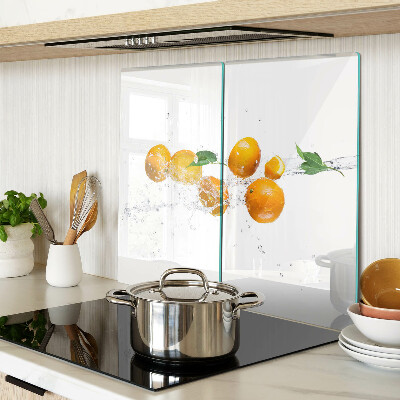 Glass chopping board Citrus with water