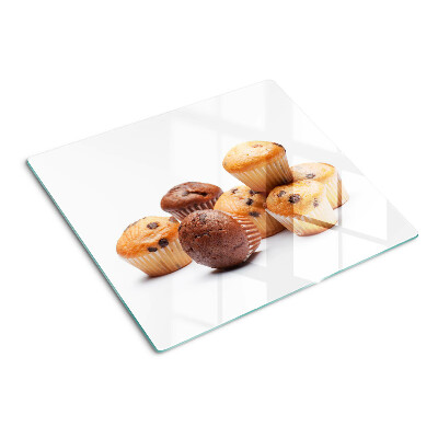 Glass chopping board Chocolate and vanilla muffins