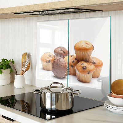 Glass chopping board Chocolate and vanilla muffins
