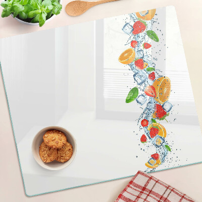 Glass kitchen board Colorful fruits and leaves