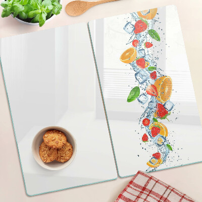 Glass kitchen board Colorful fruits and leaves