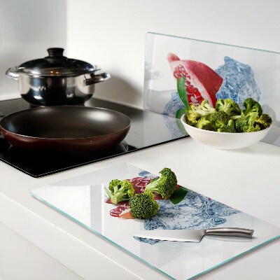 Glass chopping board Pomegranate and ice