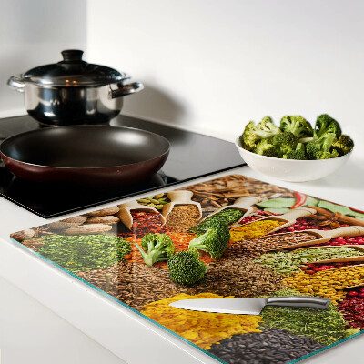 Glass chopping board Spices and herbs