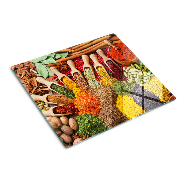Glass kitchen board Spices and herbs