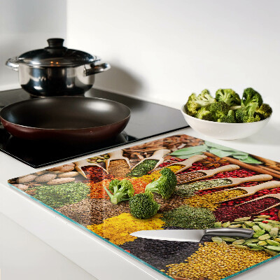 Glass kitchen board Spices and herbs