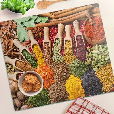 Glass kitchen board Spices and herbs