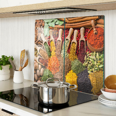 Glass kitchen board Spices and herbs