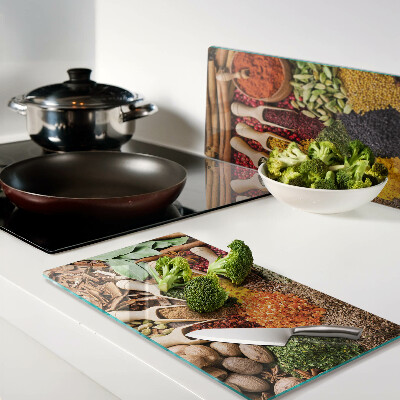 Glass kitchen board Spices and herbs
