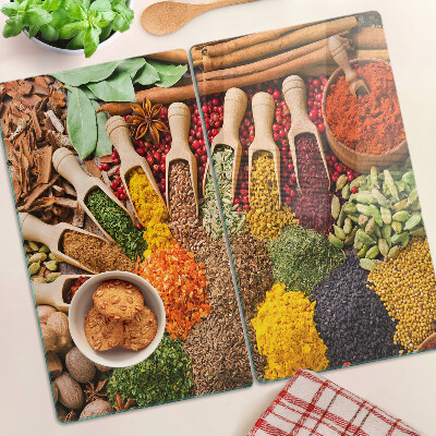 Glass kitchen board Spices and herbs