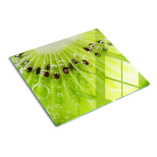 Glass chopping board Kiwi with water drops