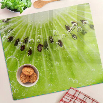 Glass chopping board Kiwi with water drops