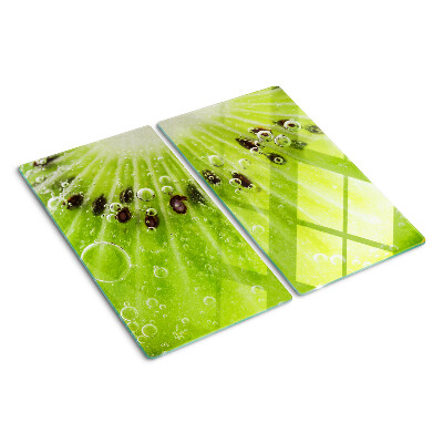 Glass chopping board Kiwi with water drops
